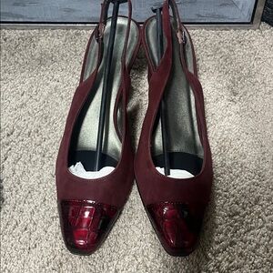 Vigotti Slingback Heels wine suede 8.5
